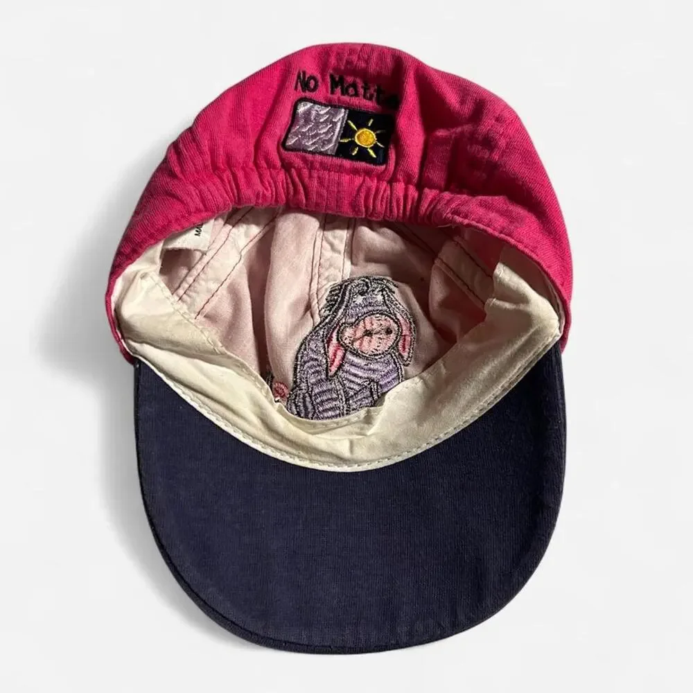 6-12 months vintage baby Disney Eeyore embroidered baseball cap. “No Matter.”